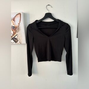 Black long sleeve shirt V neck